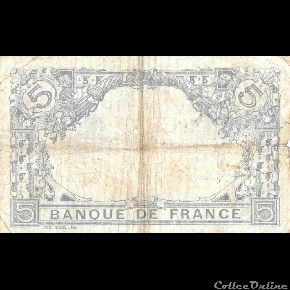 5 Francs Bleu 21 janvier 1916 billet france banque de xxe 5 francs bleu 21 janvier 1916
