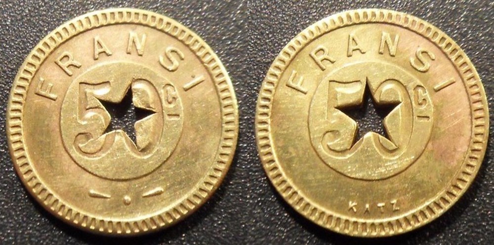 f- Jeton à consommer 50c FRANSI monnaies paranumismatique jetons poids f jeton a consommer 50c fransi