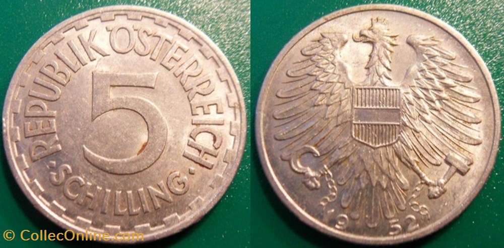 5 Schilling 1952 monnaie monde autriche 5 schilling 1952