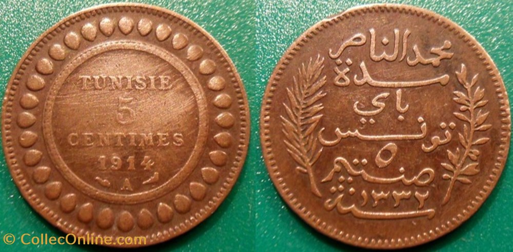 monnaie france colony tunisie 5 centimes 1914a