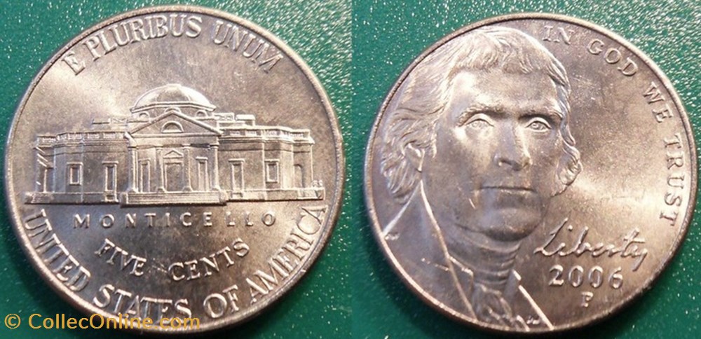 monnaie monde etat uni 5 cents 2006 p