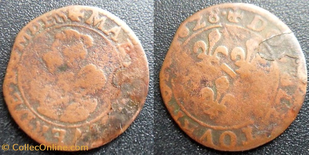 monnaies europe medievale france feodales dombes marie de montpensier double tournois 1628