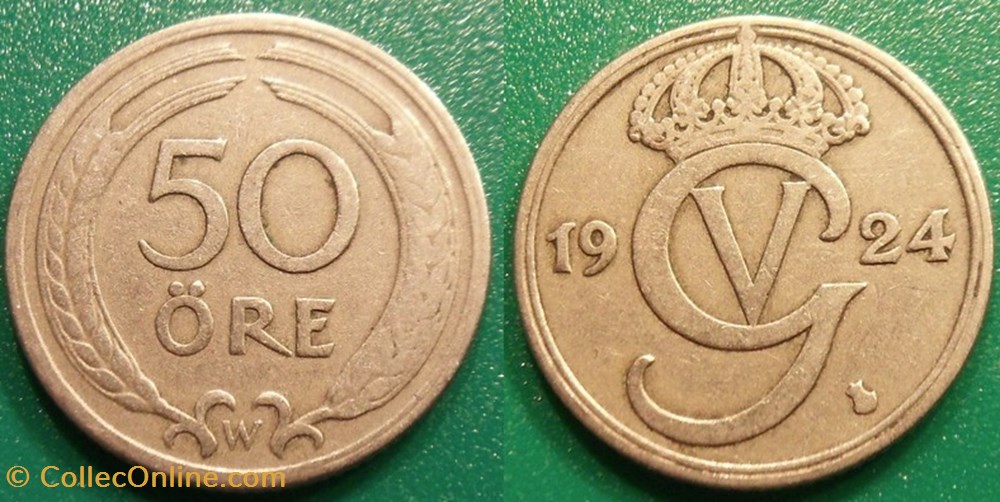 monnaie monde suede 50 ore 1924
