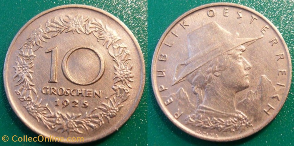 10 Groschen 1925 monnaie monde autriche 10 groschen 1925