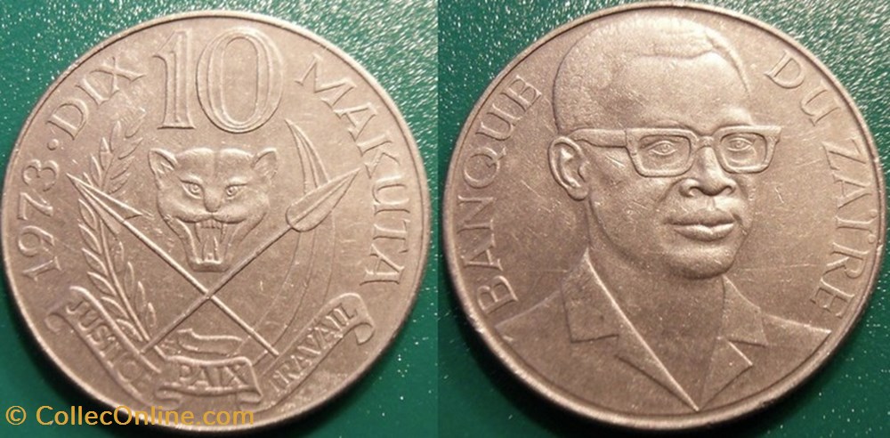 10 Makuta 1973 (Zaïre) monnaie monde congo 10 makuta 1973 zaire