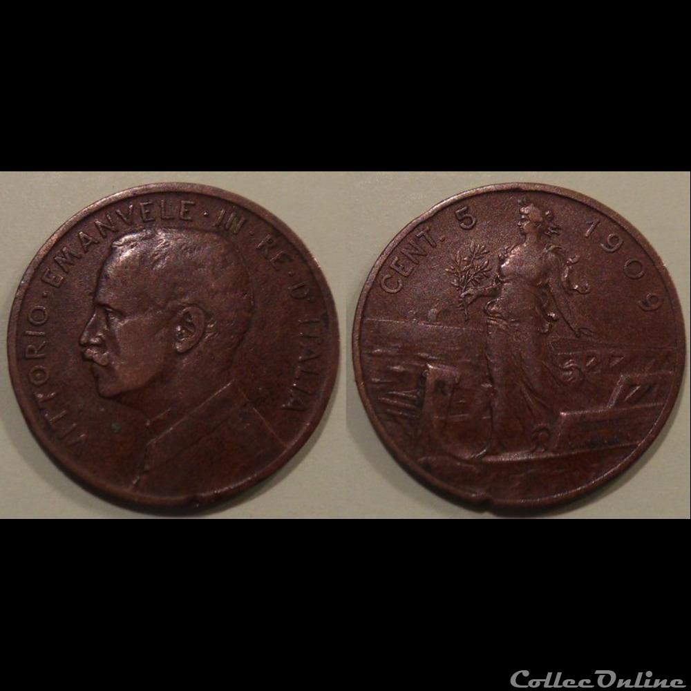 Italie 5 Centésimi 1909 R monnaies monde italie 5 centesimi 1909 r