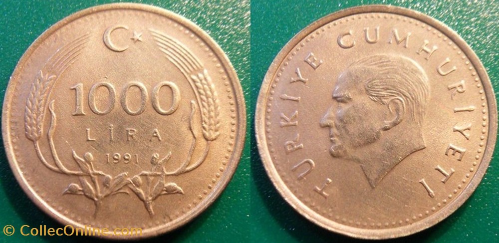 1000 Lira 1991 monnaie monde turquie 1000 lira 1991