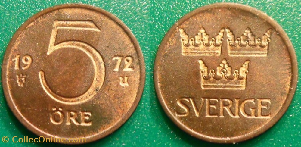 5 Ore 1972 monnaie monde suede 5 ore 1972
