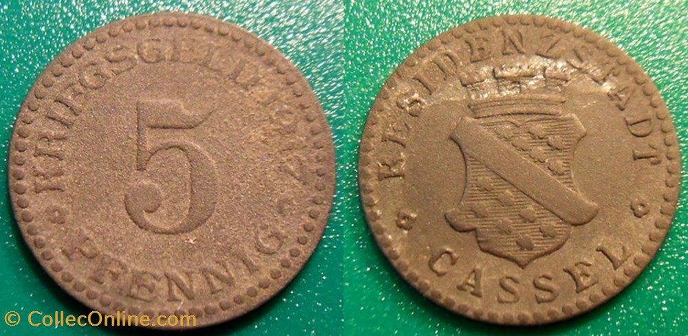 q- MN etr Germany Cassel 5 Pfennig 1917 monnaie jeton mereaux q mn etr germany cassel 5 pfennig 1917