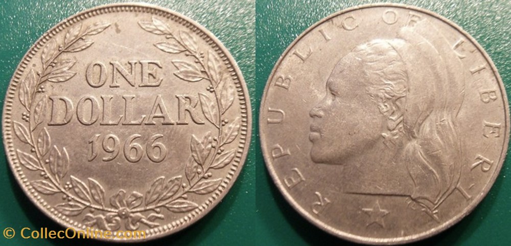 1 Dollar 1966 monnaie monde liberium 1 dollar 1966