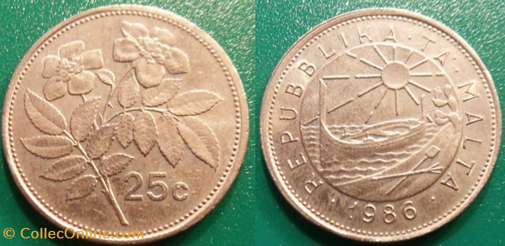 25 Cents 1986 monnaie monde malte 25 cents 1986