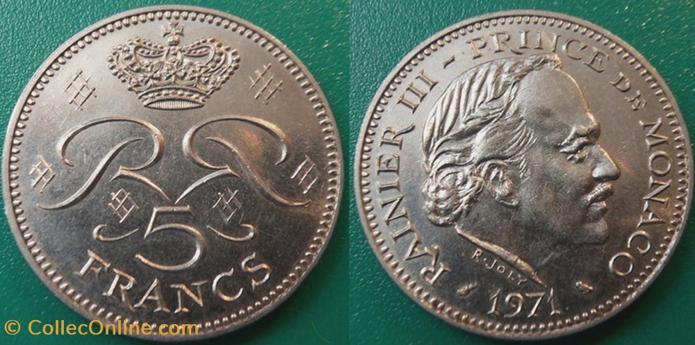 5 Francs 1971 monnaie monde monaco 5 francs 1971