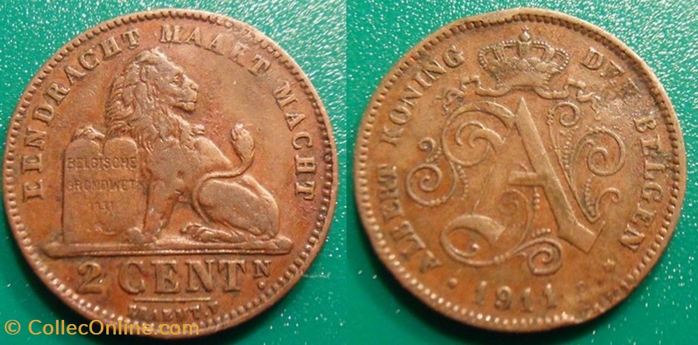 Belgique 2 Centimes 1911 der Belgen monnaie monde belgique 2 centimes 1911 der belgen
