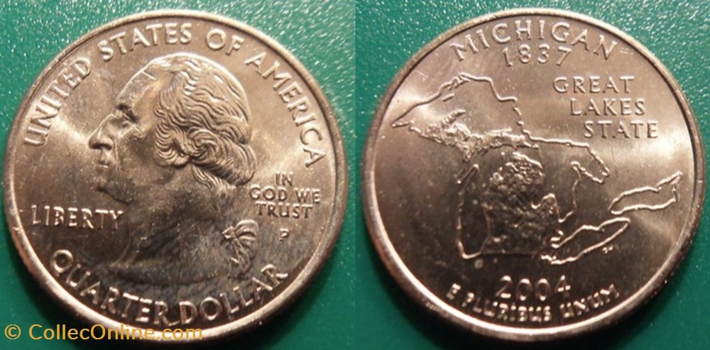 1/4 dollar 2004 P Michigan monnaie monde etat uni 1 4 dollar 2004 p michigan