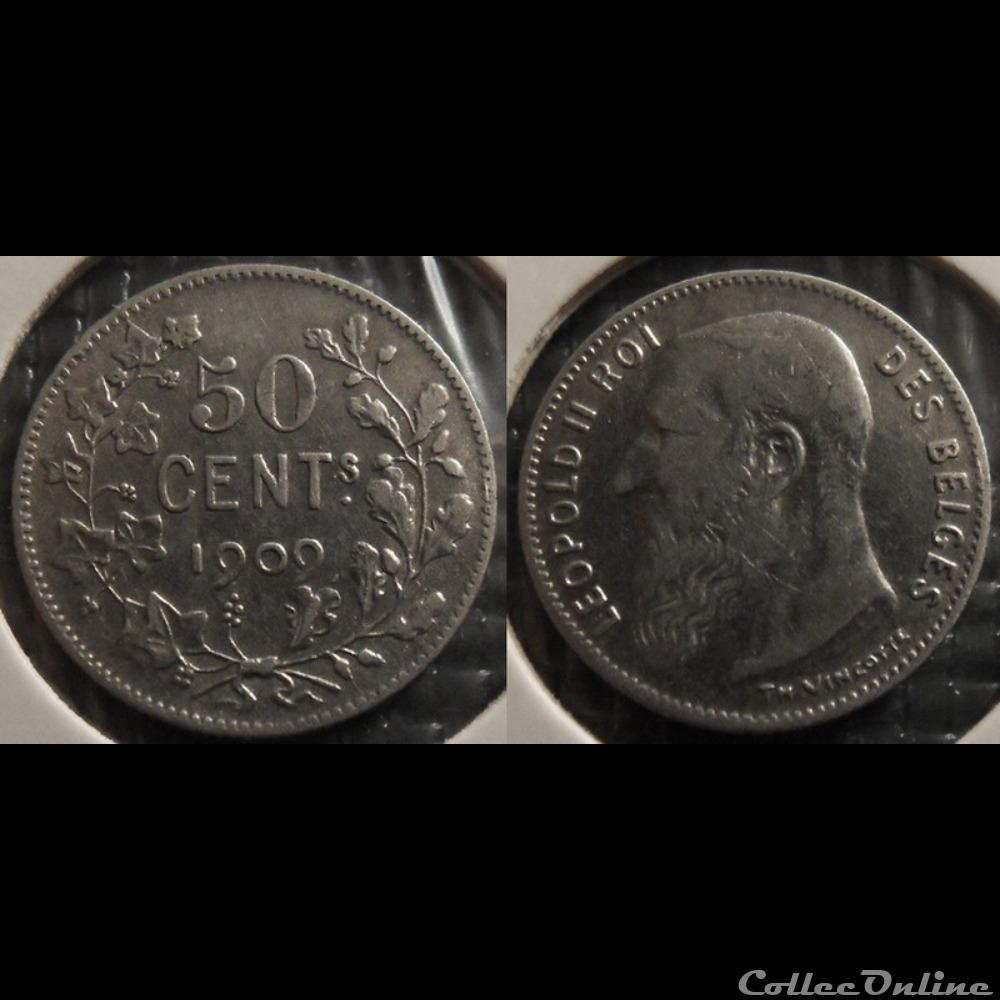 monnaie france moderne belgique 50 centimes 1909 des belges