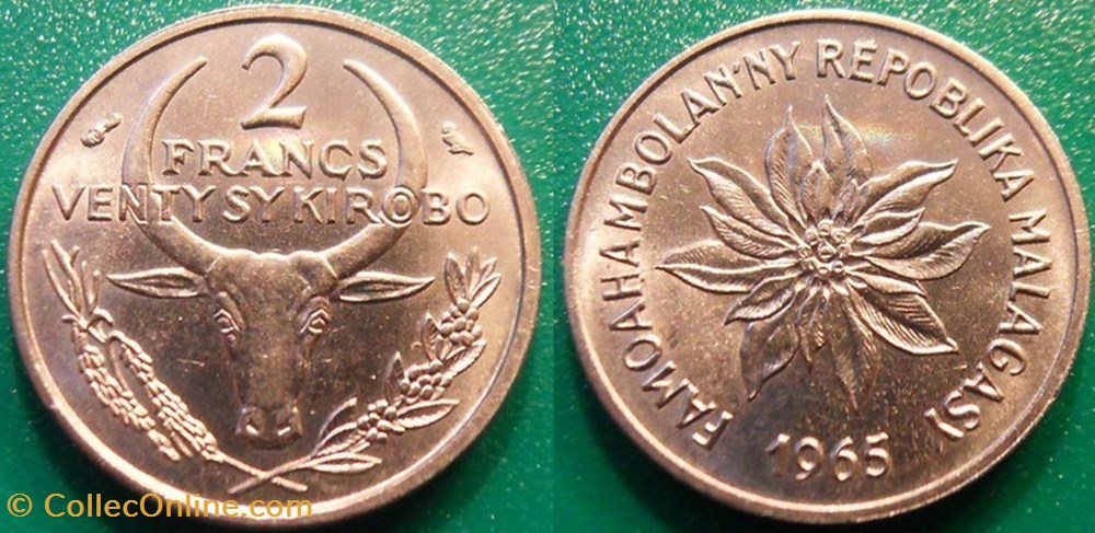 2 Francs 1965 monnaie monde madagascar 2 francs 1965