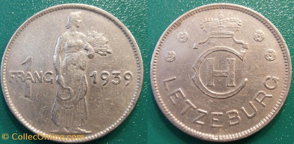 1 Franc 1939 monnaie monde luxembourg 1 franc 1939