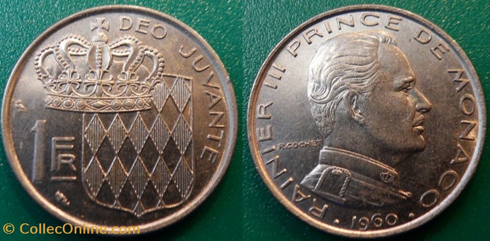 1 Franc 1960 Rainier III monnaie monde monaco 1 franc 1960 rainier iii