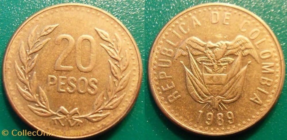 20 Pesos 1989 monnaie monde colombie 20 pesos 1989