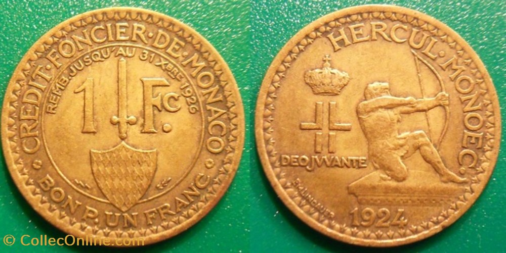 1 Franc 1924 Louis II monnaie monde monaco 1 franc 1924 louis ii
