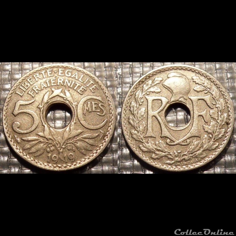 Cb 5 centimes EM Lindauer 1919 19mm 3g monnaie france moderne cb 5 centimes em lindauer 1919 19mm 3g