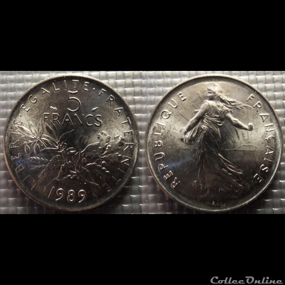 Kg 5 francs Semeuse 1989 29mm 10g monnaie france moderne kg 5 francs semeuse 1989 29mm 10g