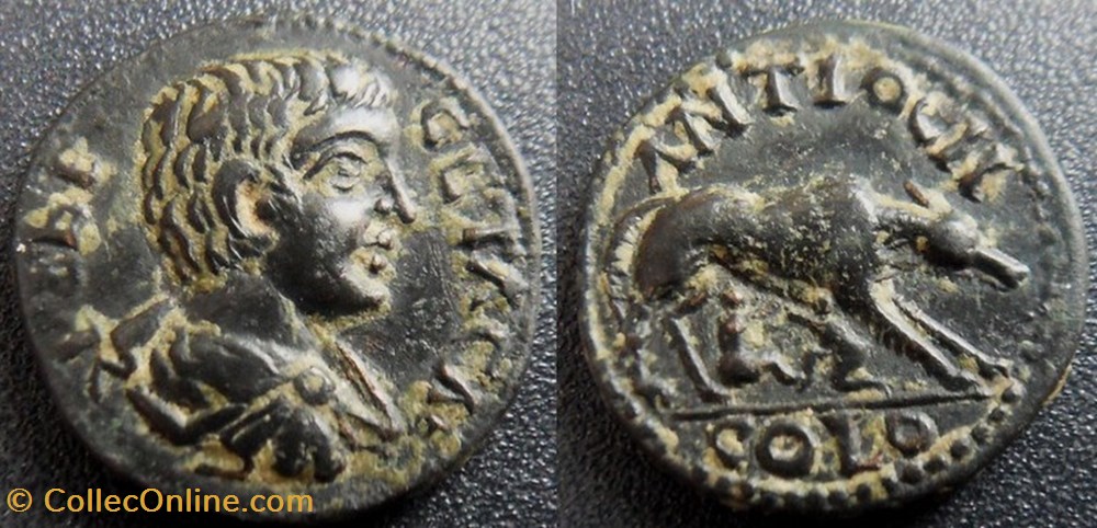 B14 Géta pour Antioche 198-209 après JC monnaies antiques romaines imperiales republicaines b14 geta pour antioche 198 209 apres jc