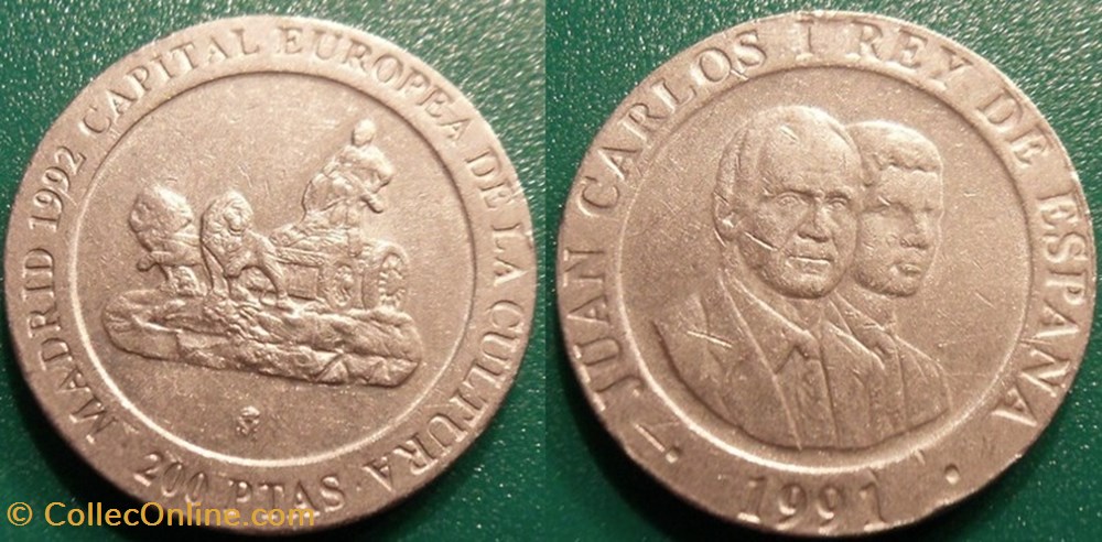 monnaie monde espagne 200 pesetas 1991 cybele madrid capitale europeenne de la culture
