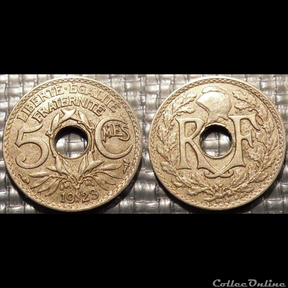 monnaie france moderne cc 5 centimes em lindauer 1923 17mm 2g