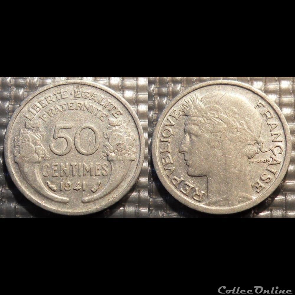 Ge 50 centimes Morlon 1941 18mm 0.7g monnaie france moderne ge 50 centimes morlon 1941 18mm 0 7g