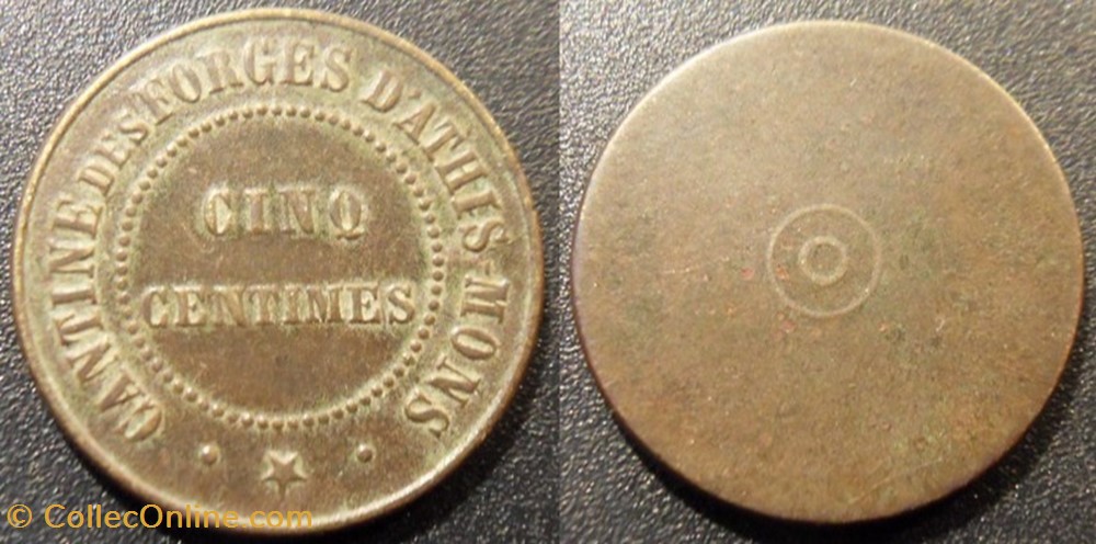 monnaies paranumismatique jetons poids b jeton cantine des forges athis mons cinq centimes