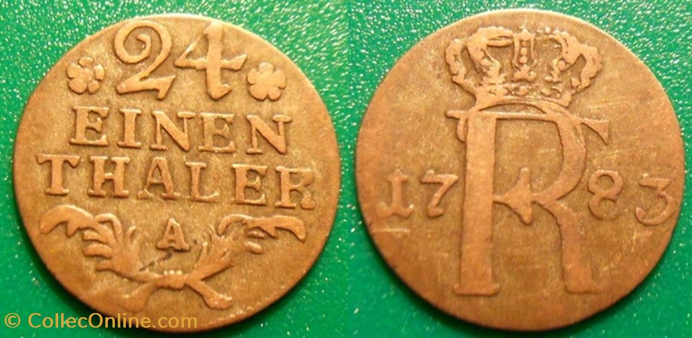monnaies europe medievale allemagne prusse 24 einen thaler a 1783