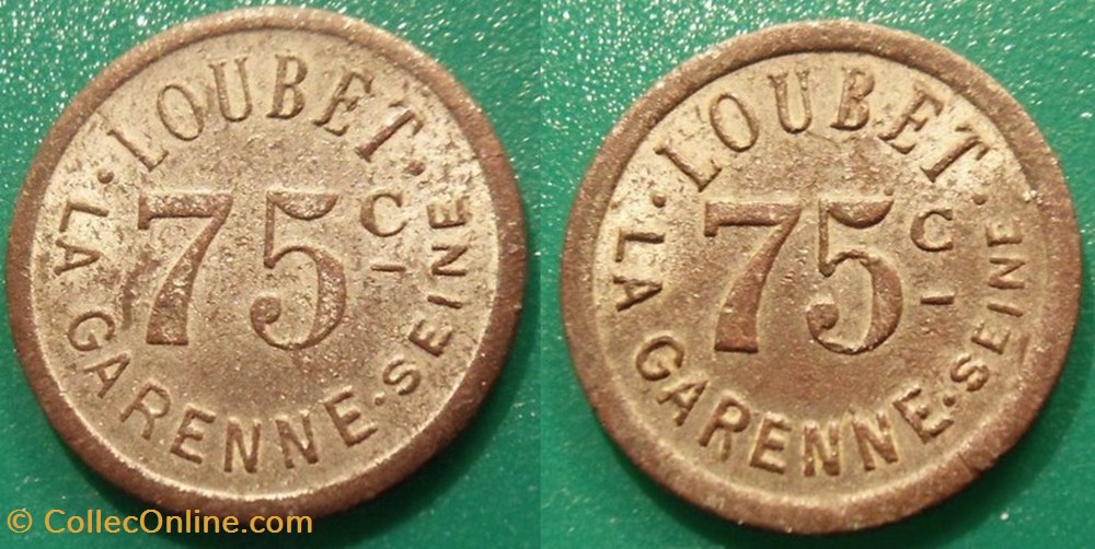 f- Jeton à consommer La Garenne-Colombe 75 C "Loubet" monnaies paranumismatique jetons poids f jeton a consommer la garenne colombe 75 c loubet