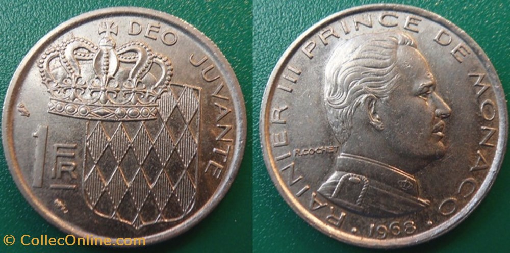 1 Franc 1968 Rainier III monnaie monde monaco 1 franc 1968 rainier iii