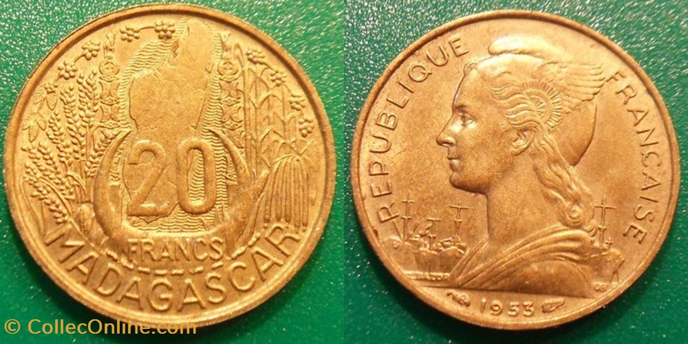 Madagascar 20 Francs 1953 monnaies colonies francaises madagascar 20 francs 1953