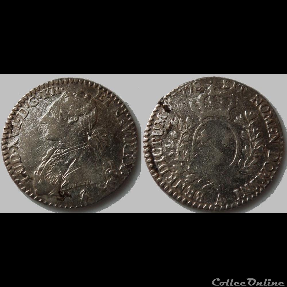 J12 Louis XVI 1/10 Ecu dit "aux branches d'olivier" 1778 A monnaie france royale j12 louis xvi 1 10 ecu dit aux branches olivier 1778 a