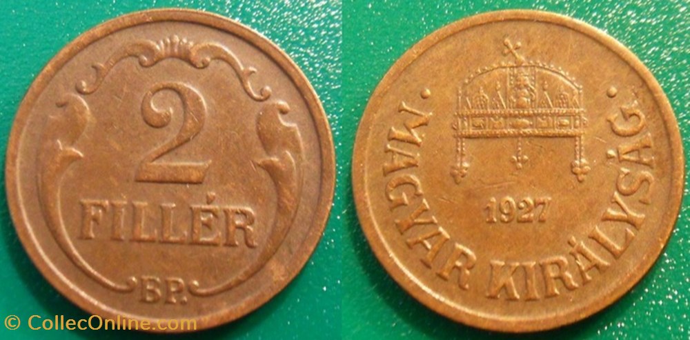 2 Fillér 1927 monnaie monde hongrie 2 filler 1927