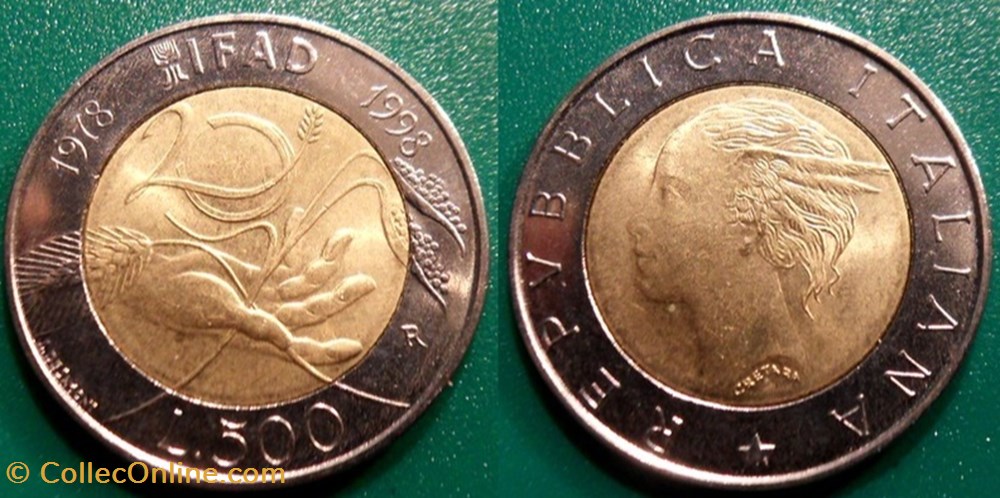 monnaies monde italie 500 lires 1998
