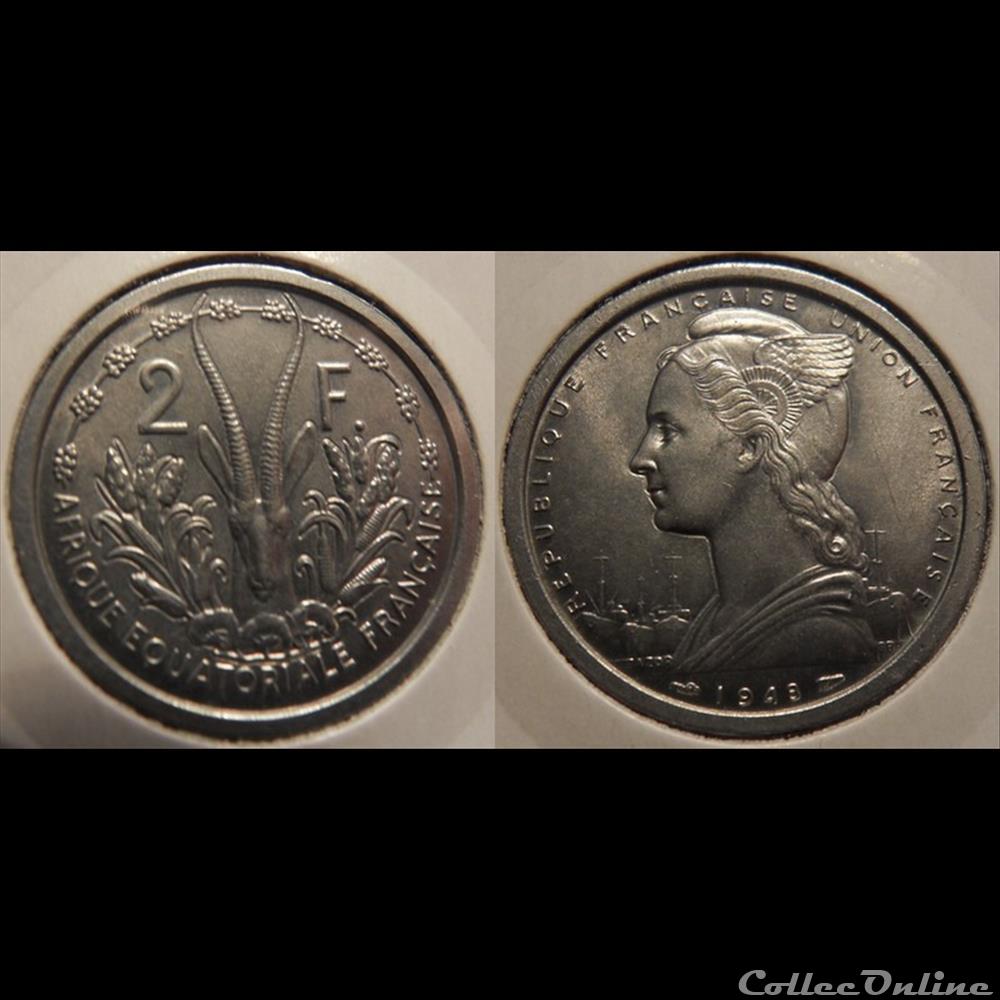 monnaie france colony afrique equatoriale francaise union francaise 2 francs 1948