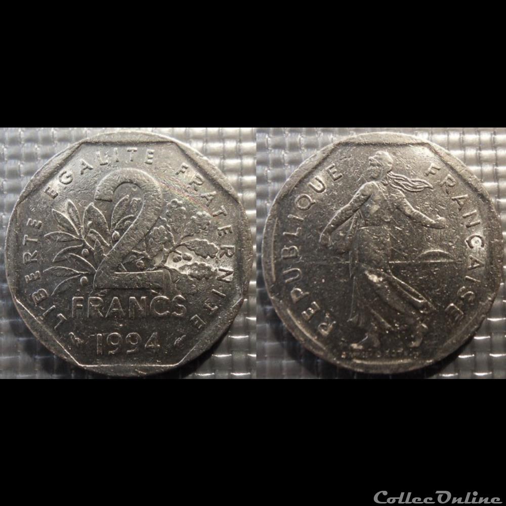Jg 2 francs semeuse 1994 26.5mm 7.5g monnaie france moderne jg 2 francs semeuse 1994 26 5mm 7 5g