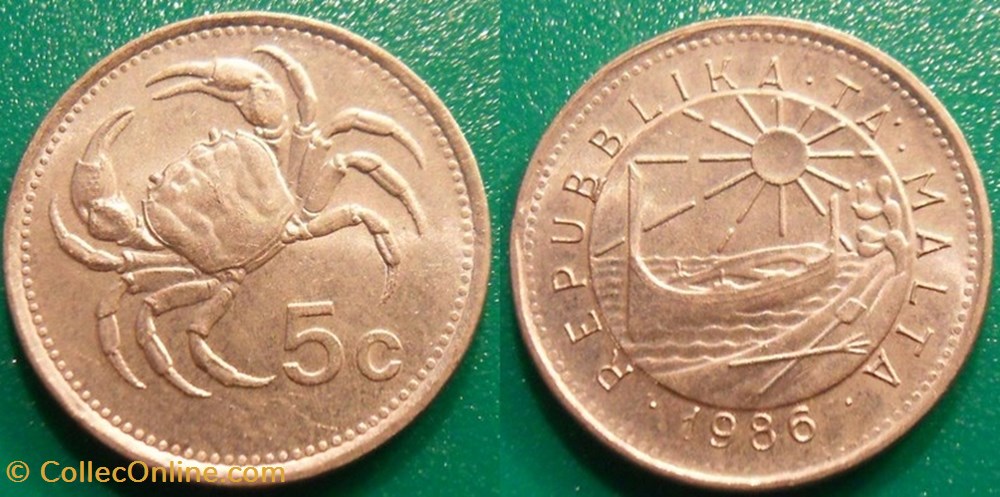 monnaie monde malte 5 cents 1986