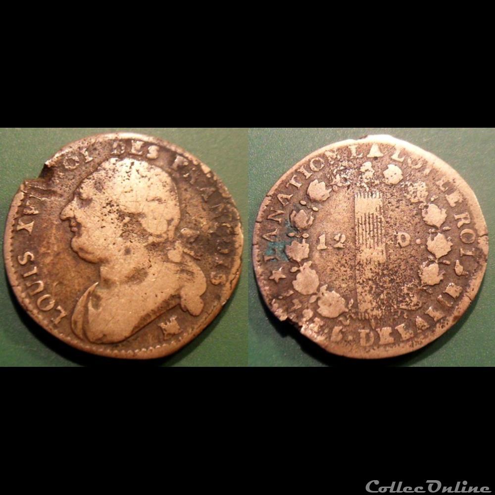 A-Constitution 12 Deniers 1793 Marseille monnaie france moderne a constitution 12 deniers 1793 marseille