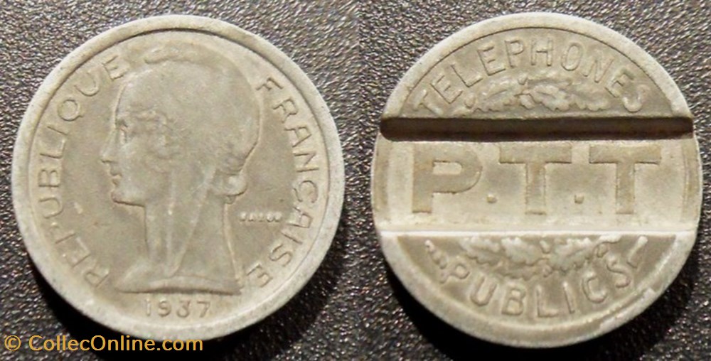 c- Jeton de téléphone PTT Zinc monnaies paranumismatique jetons poids c jeton de telephone ptt zinc