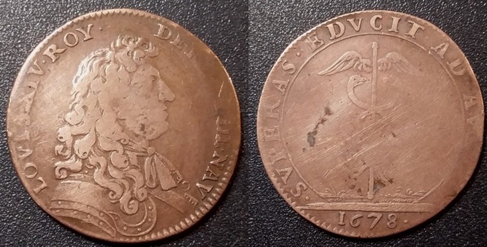 m- Jeton Roy Louis XIV monnaies paranumismatique jetons poids m jeton roy louis xiv
