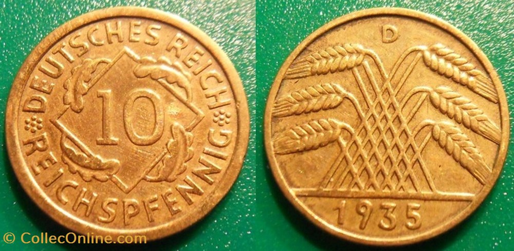 10 Reichspfennig 1935 monnaie monde allemagne 10 reichspfennig 1935