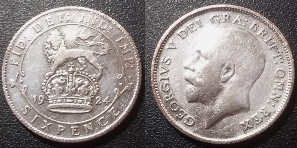 Grande Bretagne 6 Pence 1924 monnaies grande bretagne 6 pence 1924