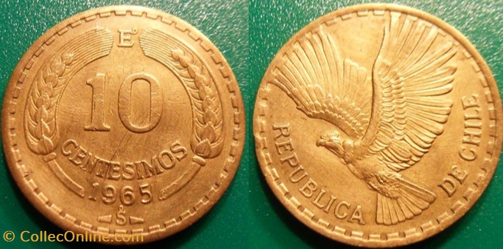 10 Centesimos 1965 monnaie monde chili 10 centesimos 1965