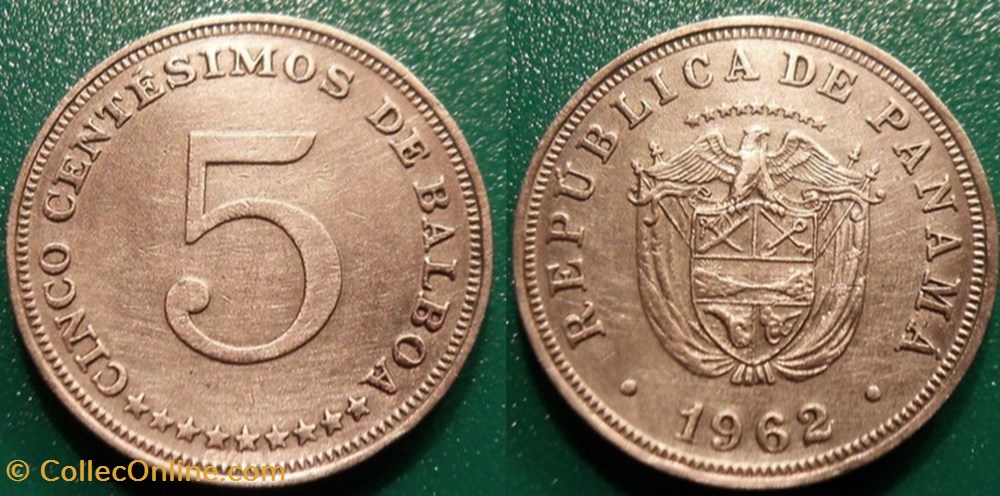5 Centésimos 1962 monnaie monde panama 5 centesimos 1962