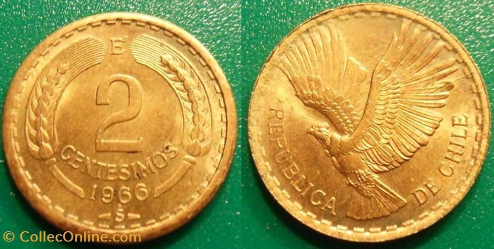 2 Centesimos 1966 monnaie monde chili 2 centesimos 1966