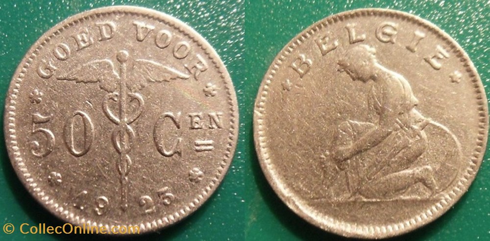 monnaie monde belgique 50 centimes 1925 belgie